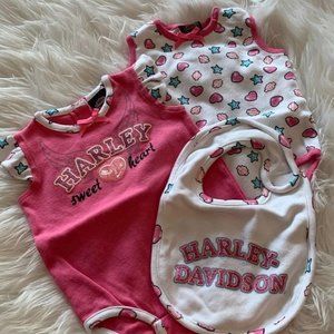 Size 3-6 Month Harley Davidson Onesies with bib